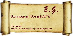 Birnbaum Gorgiás névjegykártya